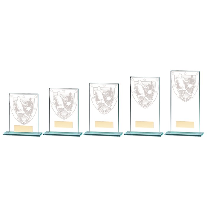 MILLENNIUM FOOTBALL GLASS TROPHY -  6 SIZES - 8CM-18CM